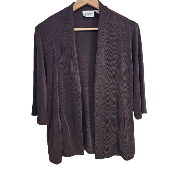 Chico's Travelers Open Front‎ Cardigan Mea Jacket Women's Size S (4) Brown - Picture 1 of 6